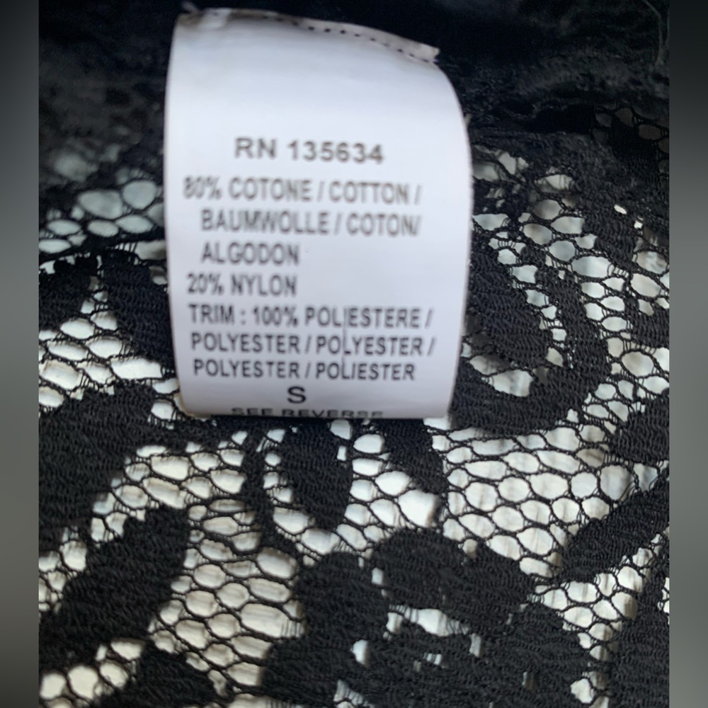 π Chelsea Flower Shirt Jacket Lace Mother of Pearl Buttons New Yearβs Eve BLK S - Picture 11 of 16